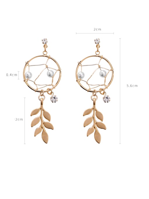 Girlhood Alloy With Gold Plated Hip Hop Leaf Drop Earrings 1