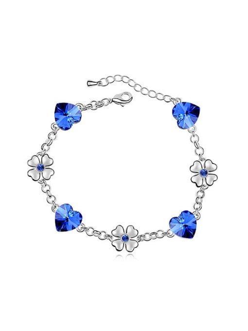 QIANZI Fashion Heart austrian Crystals Flowers Alloy Bracelet 1