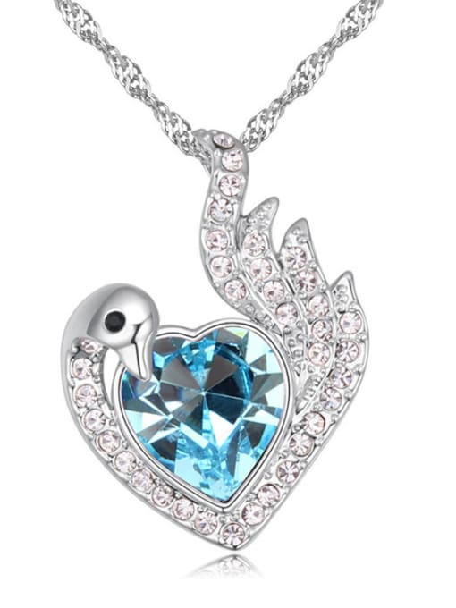 light blue Fashion austrian Crystals Phoenix Pendant Alloy Necklace