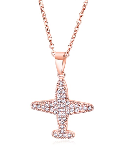 450-Rosegold Copper With Rose Gold Plated Trendy Irregular plane Necklaces