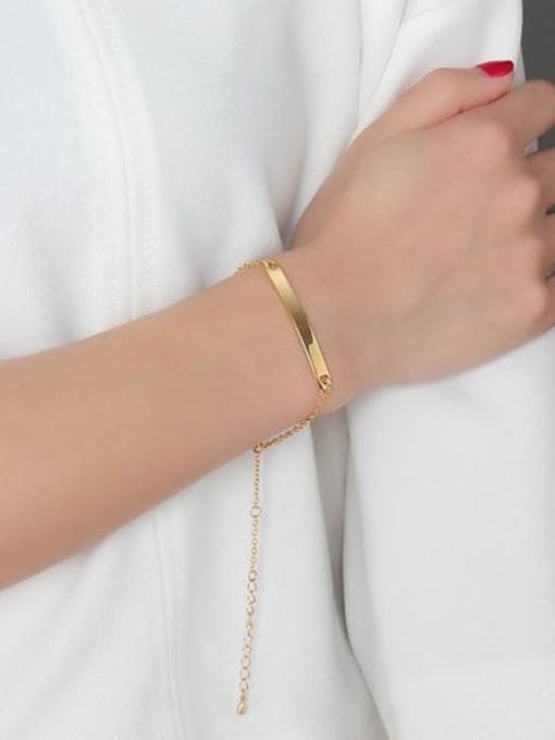 CONG Adjustable Gold Plated Geometric Shaped Titanium Bracelet 1