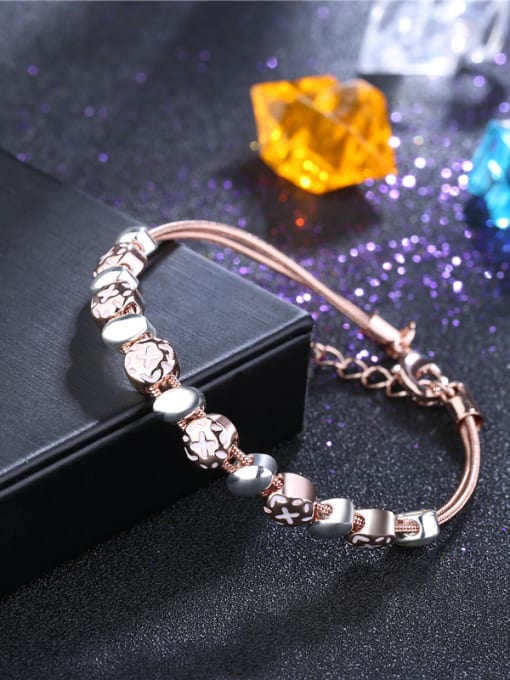 Rose Gold Elegant Adjustable Length Geometric Shaped Enamel Bracelet