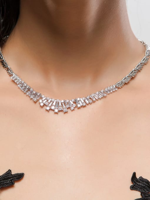 BLING SU Copper inlay zircon bride necklace 1