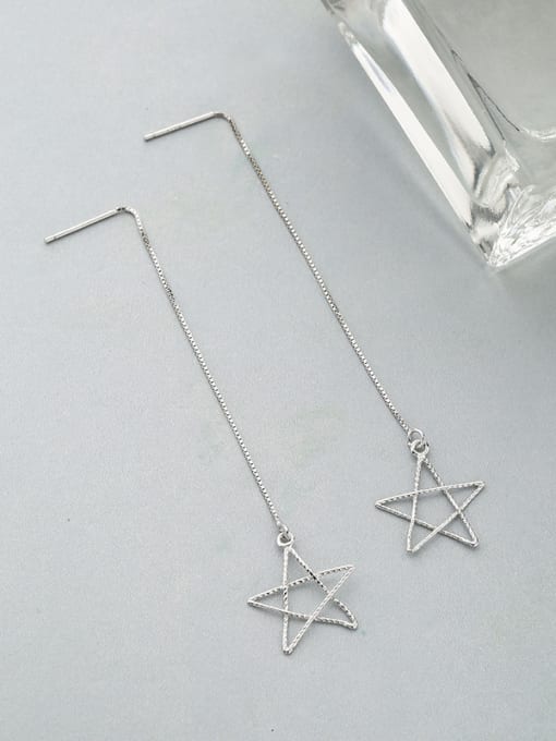 One Silver Charming Hollow Star Shaped Line Earrings 2