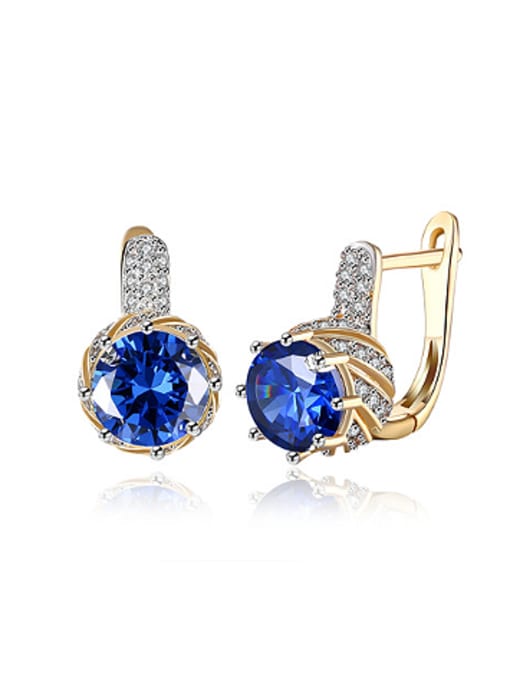 Gold Blue Fashion Zircon Rhinestones Women Earrings