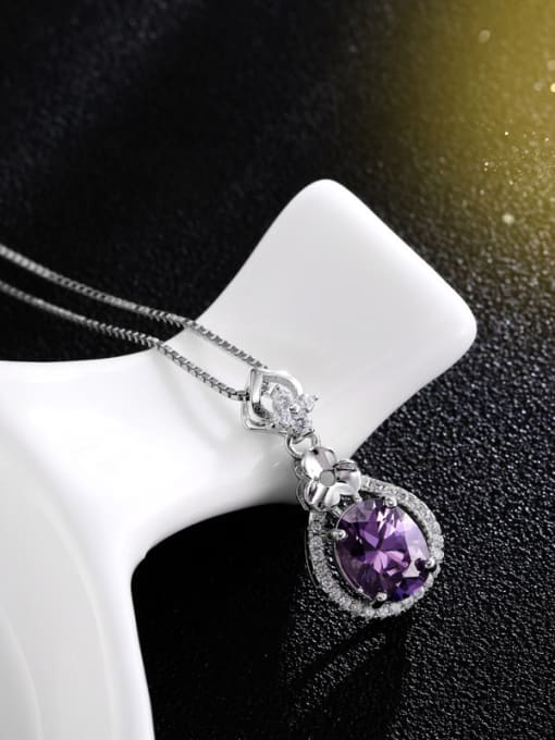 purple Fashion Water Drop Shaped Zircon Necklace