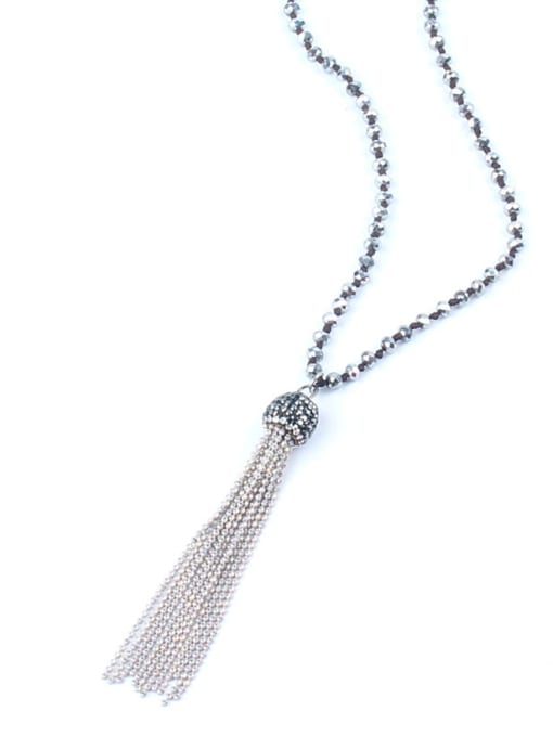 JHBZBVN1761-B Glass Beads Long Sweater Polyamide Tassel Necklace
