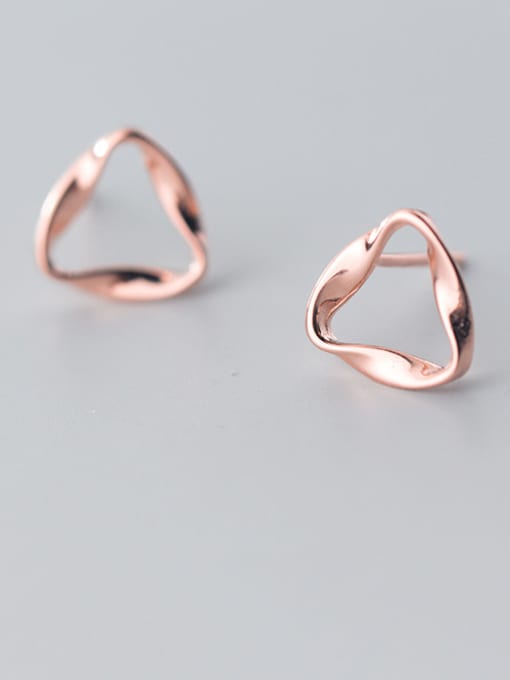 Rosh 925 Sterling Silver With Glossy Simplistic Triangle Stud Earrings 0