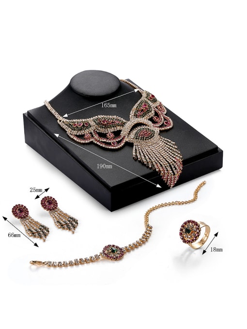 BESTIE Alloy Imitation-gold Plated Ethnic style Rhinestones Four Pieces Jewelry Set 2