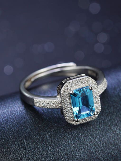 Deli Fashion Rectangular Crystal Zircon Engagement Ring 1