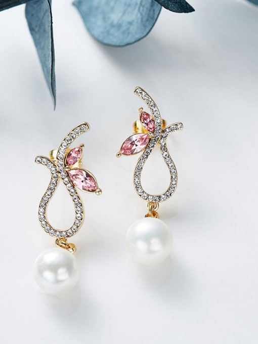 CEIDAI Fashion Artificial Pearl Zircon Stud Earrings 2
