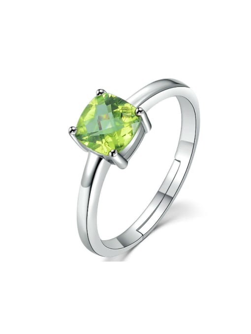 ZK Natural Square Olivine Wedding Accessories Ring 0