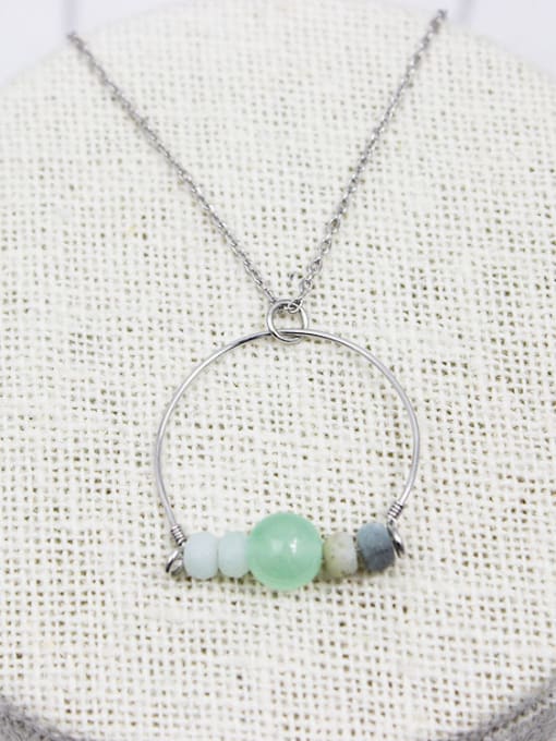 green Women Delicate Green Natural Stone Necklace