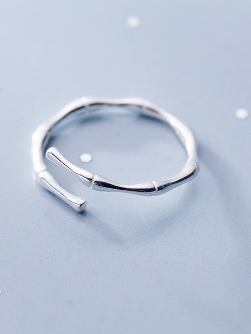 Rosh 925 Sterling Silver With Silver Plated Simplistic bamboo Rings 0