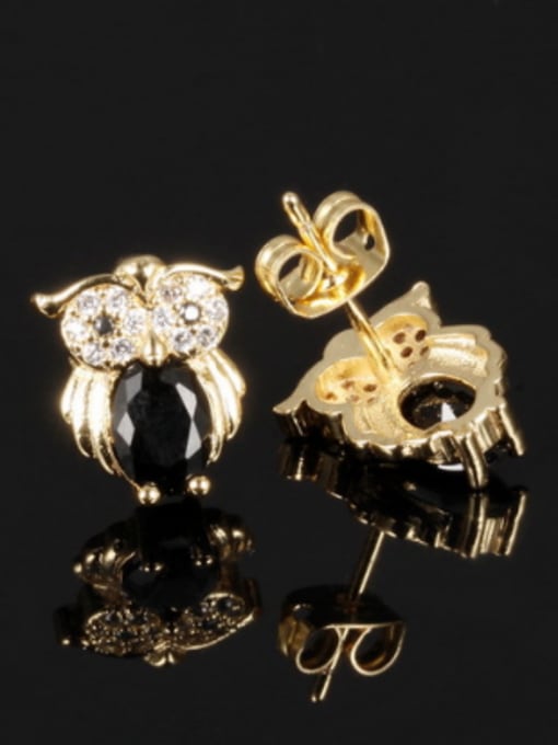 Open Sky Fashion Little Owl Zircon Stud Earrings 2