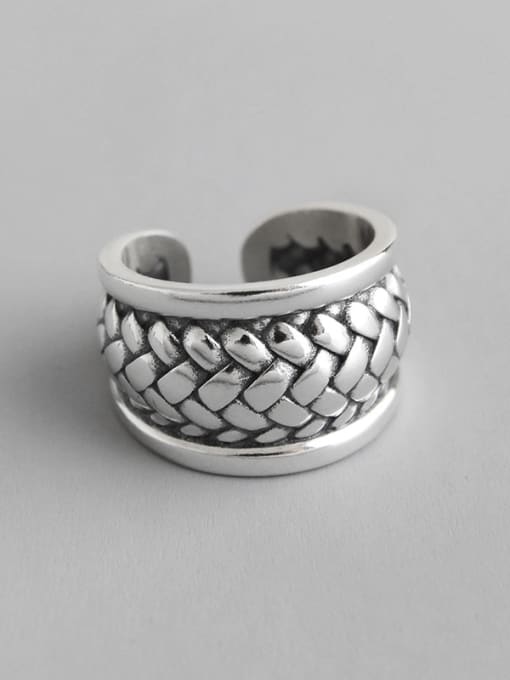 DAKA 925 Sterling Silver With Vintage Weave Lines Free Size Rings 0