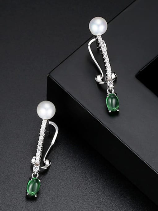 Main Stone Green AAA zircon Pearl Earring emerald Earrings