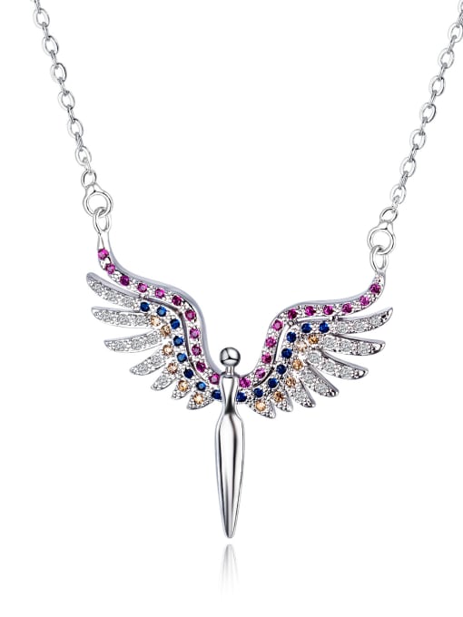 546 - Platinum plated Copper With White Gold Plated Fashion Angel wing Necklaces