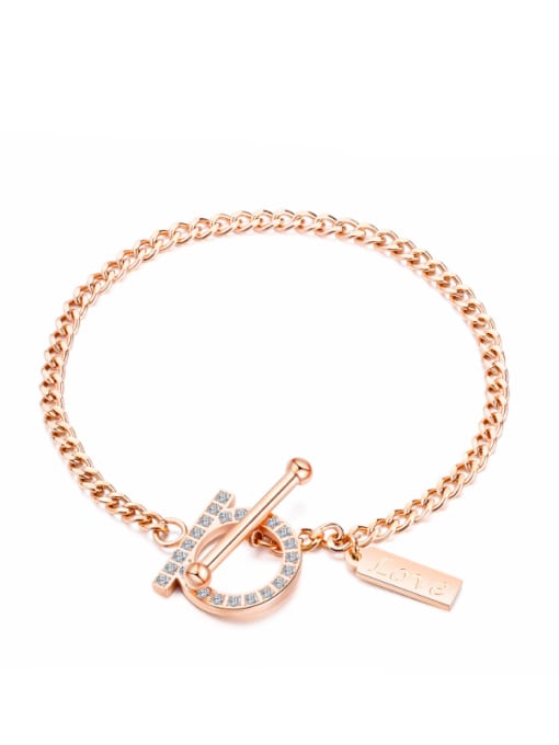 Open Sky Stainless Steel With Rose Gold Plated Simplistic Monogrammed Bracelets 0