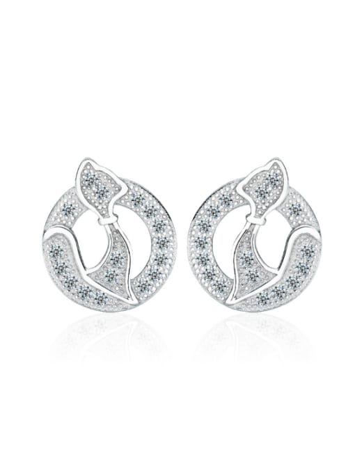 kwan Platinum Plated Shining Zircons Stud Earrings 0