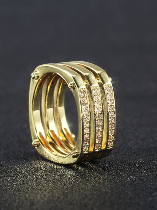 yellow Copper With Gold Plated Simplistic Geometric Band Rings