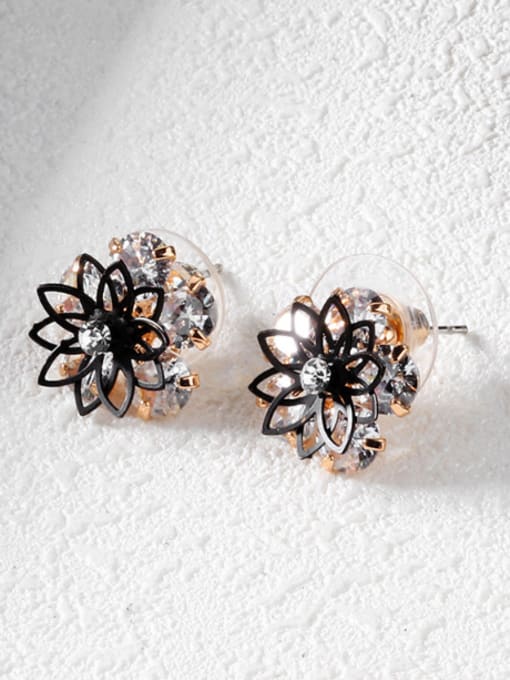 Open Sky Fashion Hollow Flower Zircon Stud Earrings 2