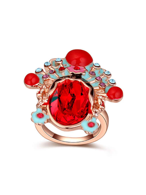 QIANZI Personalized Red austrian Crystals Peking Opera Female Character Alloy Ring 0