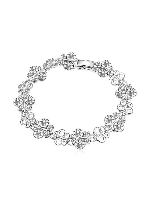 White Fashion Cubic austrian Crystals Butterfly Alloy Bracelet