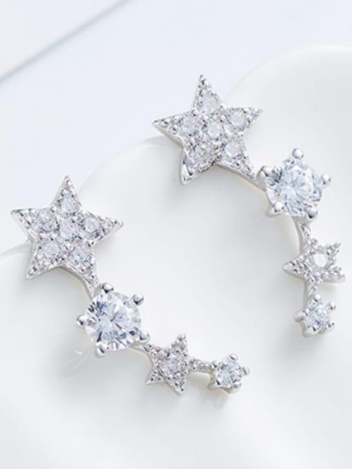CEIDAI Fashion Tiny Cubic Zirconias Stars 925 Silver Stud Earrings 2