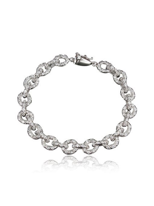 SANTIAGO Women Exquisite Platinum Plated Zircon Bracelet 0