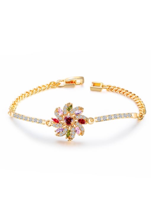 Open Sky Copper With 18k Gold Plated Ethnic Flower Bracelets 0