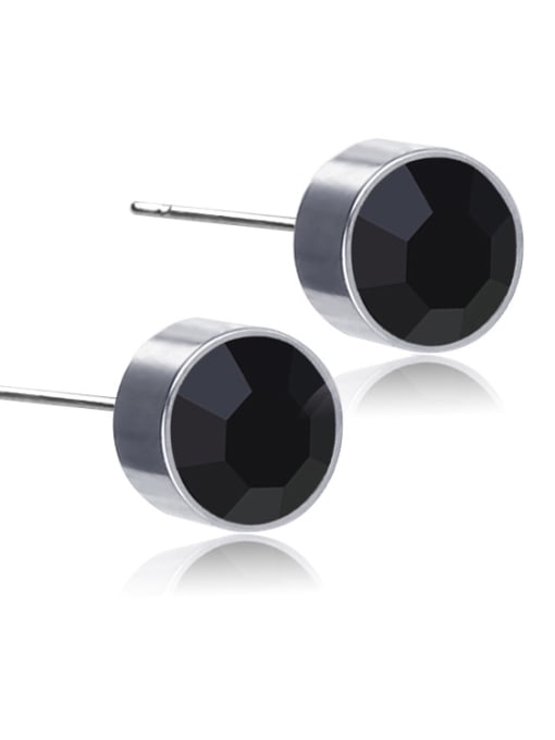 Titanium Needle Black Drill Stainless Steel With Silver Plated Simplistic Geometric Stud Earrings