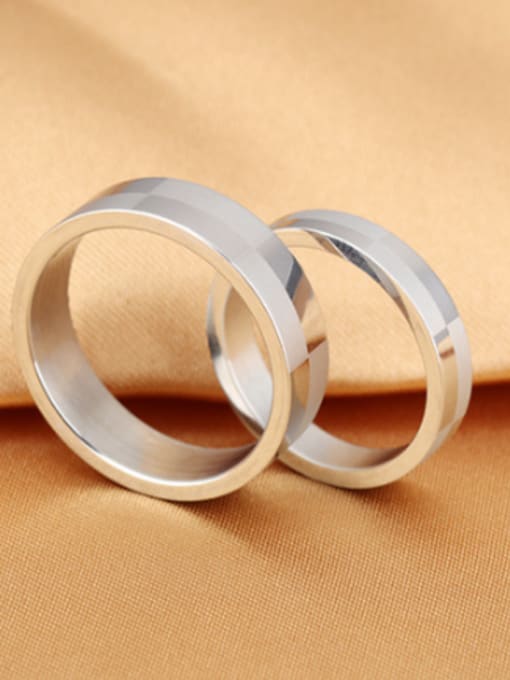 Open Sky Simple Plaid Titanium Lovers Ring 2