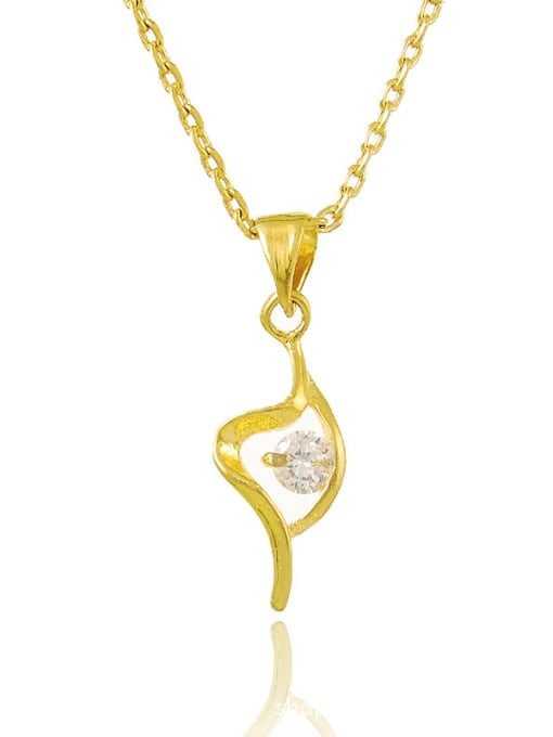 Yi Heng Da Exquisite 24K Gold Plated Heart Shaped Rhinestone Necklace 0