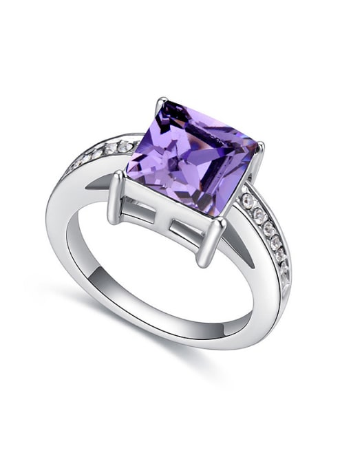 purple Simple Square austrian Crystal Alloy Ring