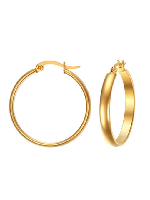 CONG Fashionable Geometric Shaped Gold Plated Titanium Drop Earrings 0