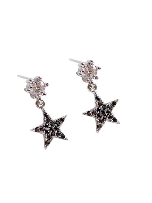 DAKA Fashion Black Star Cubic Zircon Silver Stud Earrings 0