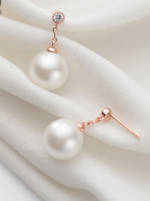 Rosh 925 Sterling Silver With Rose Gold Plated Simplistic Round Drop Earrings
