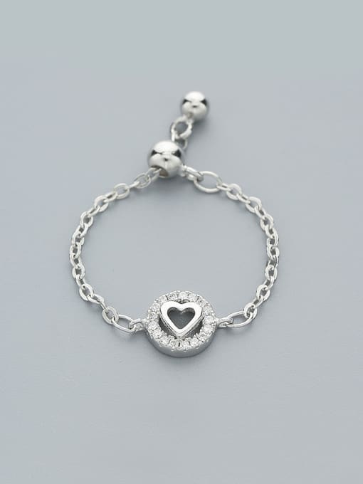 One Silver 925 Silver Heart Shaped Ring 0