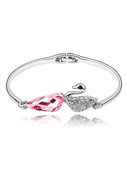 pink Elegant austrian Crystals Little Swan Alloy Bangle