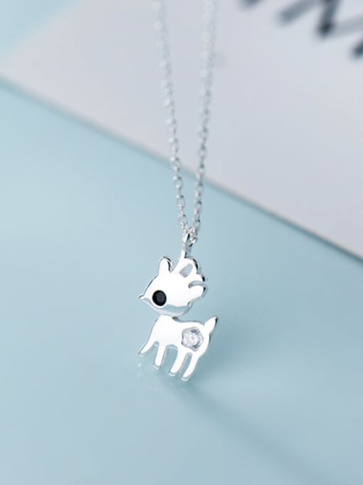 Rosh 925 Sterling Silver With Silver Plated Simplistic Plum Deer Necklaces 0