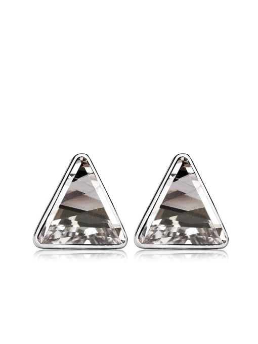 Platinum White 18K White Gold Austria Crystal Triangle Shaped stud Earring
