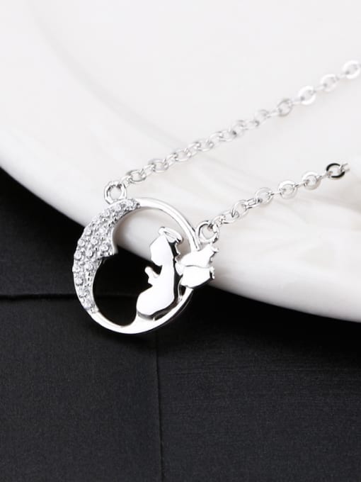 OUXI Simple Angel Round Zircon Necklace 1