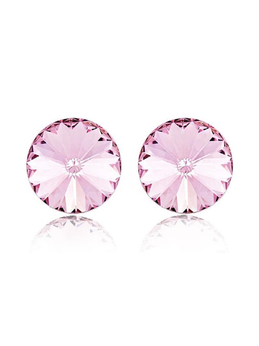 Platinum, pink 18K White Gold Austria Crystal Round Shaped stud Earring