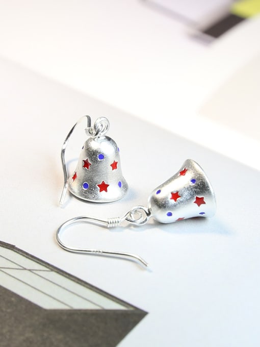 Peng Yuan Personalized Cute Tiny Red Star Bell 925 Silver Earrings 0