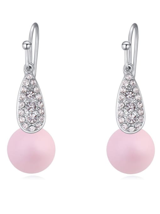 Pink Personalized Imitation Pearls Tiny Crystals Alloy Earrings