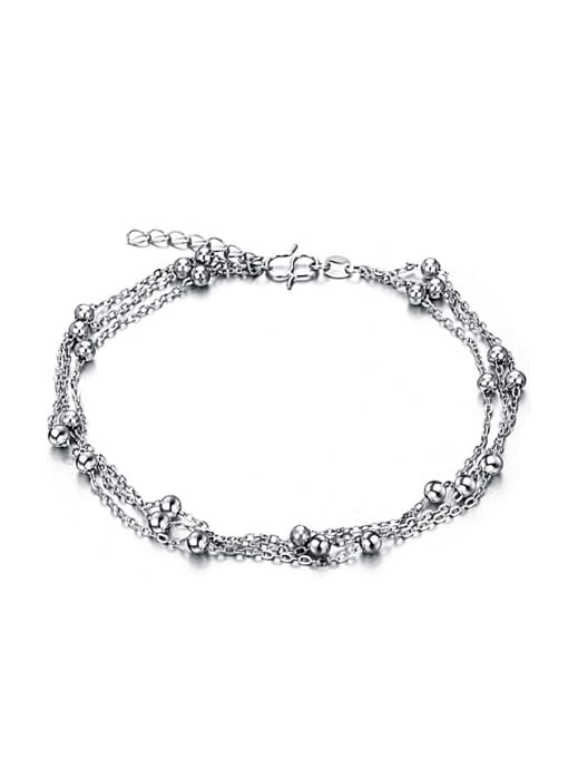 Open Sky Simple Three Chain Little Beads Anklet