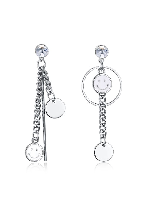 platinum Fashion Asymmetrical Smiling Faces Drop Earrings