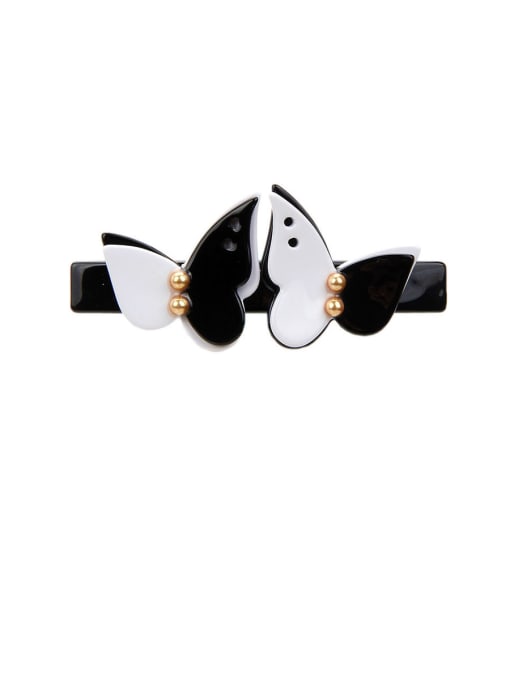 Classic black and white Alloy With Cellulose Acetate   Fashion Butterfly Barrettes & Clips