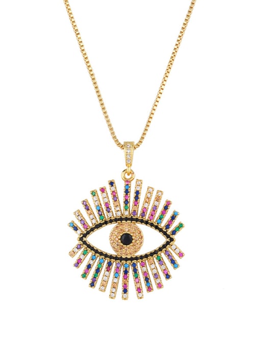 CC Copper With Cubic Zirconia Fashion Evil Eye Necklaces 0